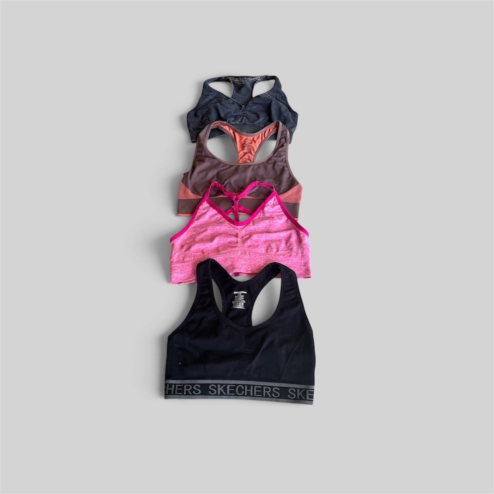 Lot of 4 Womens Sports Bras Skechers VS PINK AKA Pro-Fit Racerback Size Medium